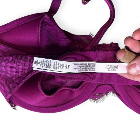 VICTORIA’S SECRET Women’s Purple Lace Push-up Without Padding Bra Size 36DDD - Picture 4 of 7